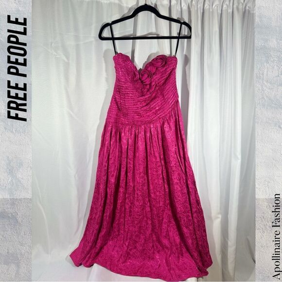 FREE PEOPLE MAKE AN ENTRANCE STRAPLESS DRESS IN PINK SIZE 2 NWT - Picture 4 of 6